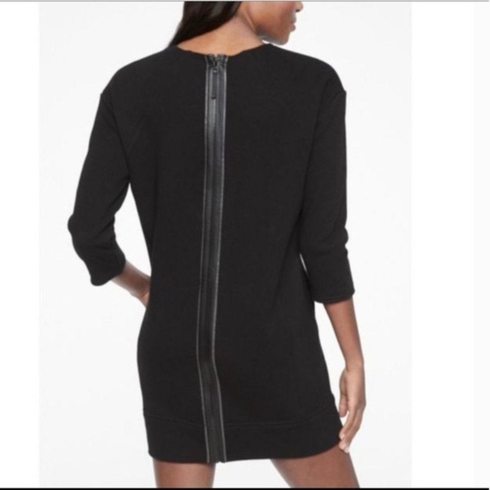 Athleta Black Cozy Karma Back Zip Sweatshirt Dress